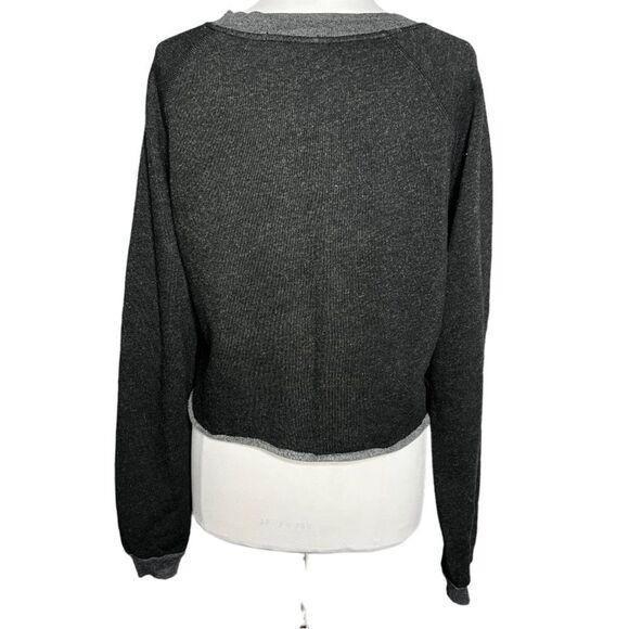 WILDFOX Monte My Date Pizza Crop Raw Edge Hem Raglan Sleeve Pullover Crewneck - Picture 4 of 9